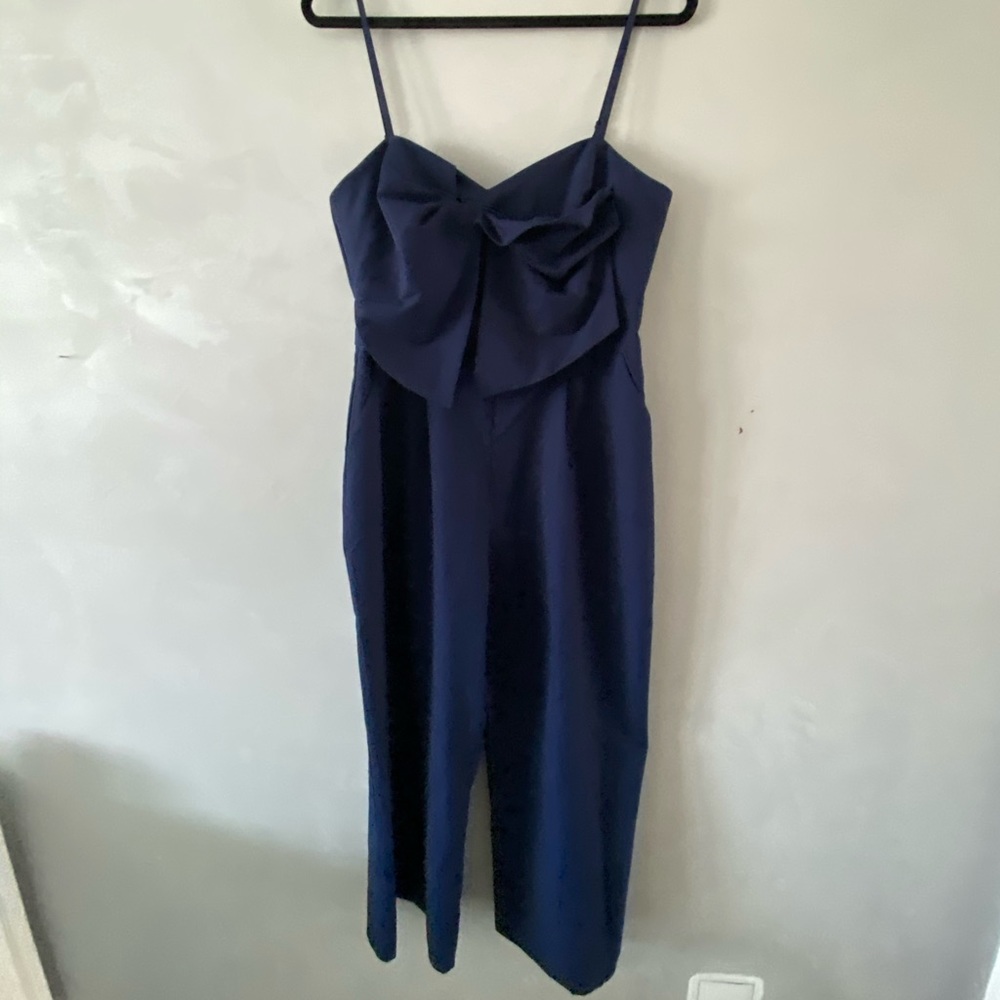 Bardot Navy Jumpsuit with Front Bow.